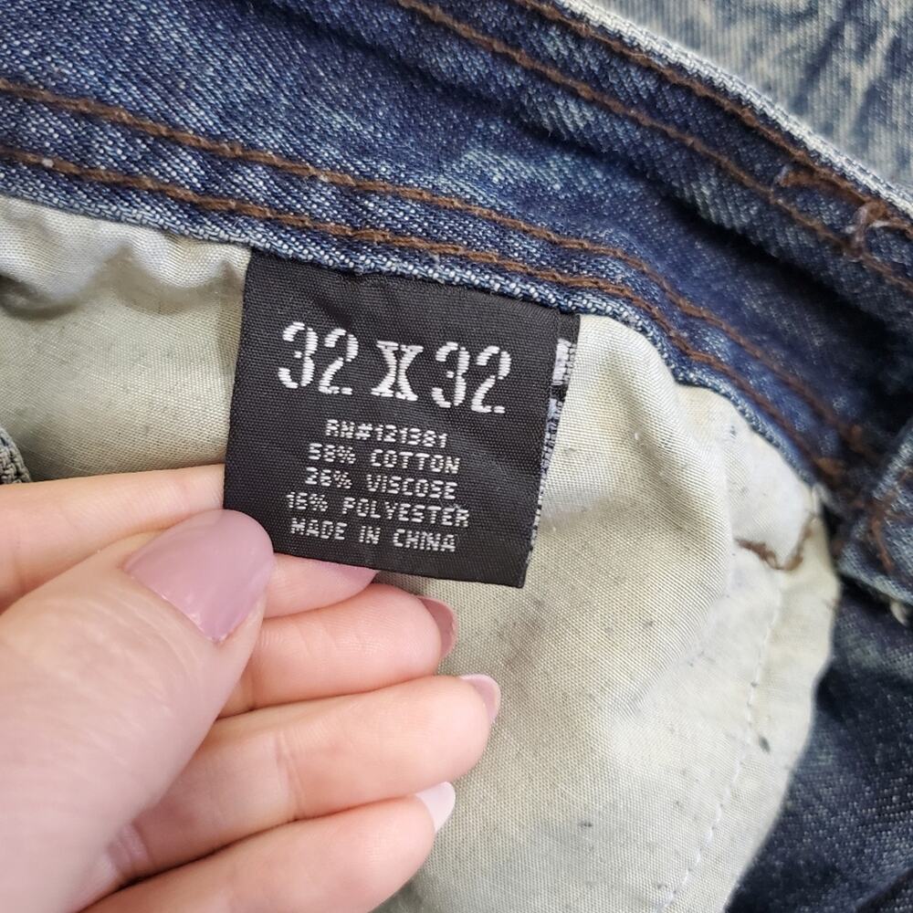 Brooklyn Xpress | 32x32 Trashed Distressed Slim Straight Leg Jeans Grunge - Picture 8 of 9